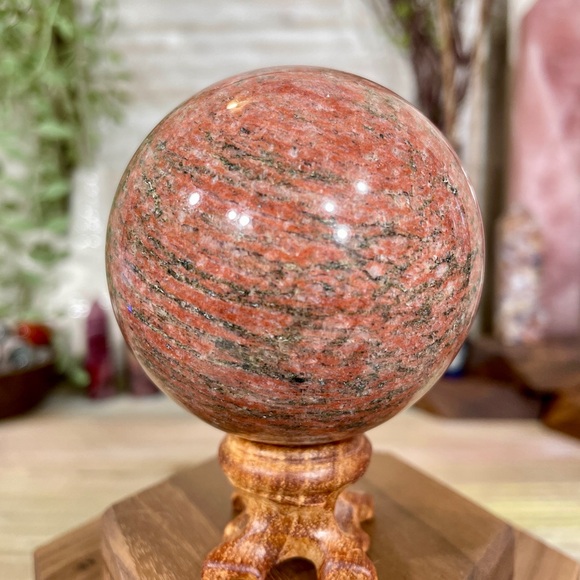 0831 Red Jasper with Hematite Crystal Sphere - Picture 8 of 10